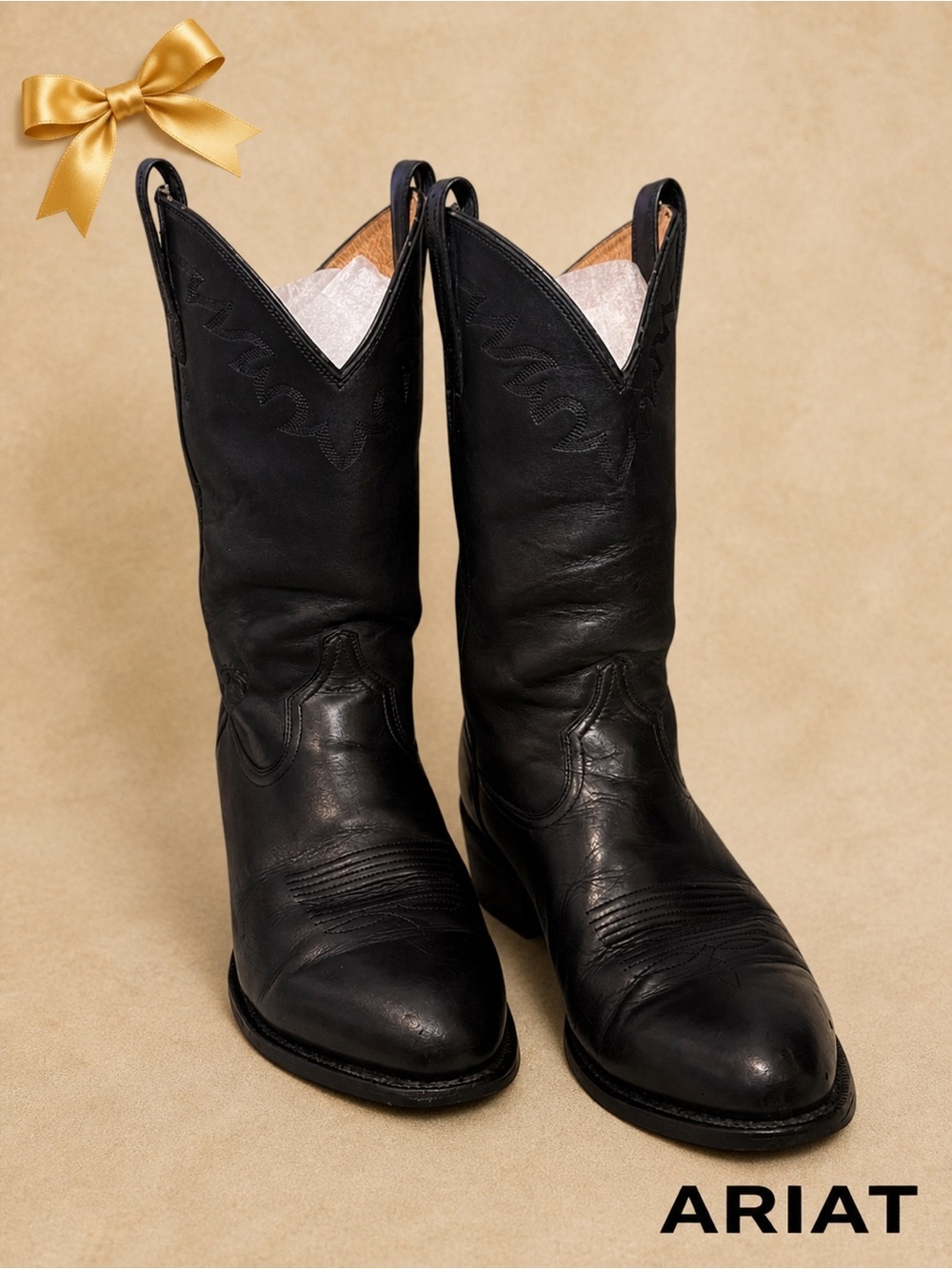 Ariat Black Leather Western Lace-Up Boots